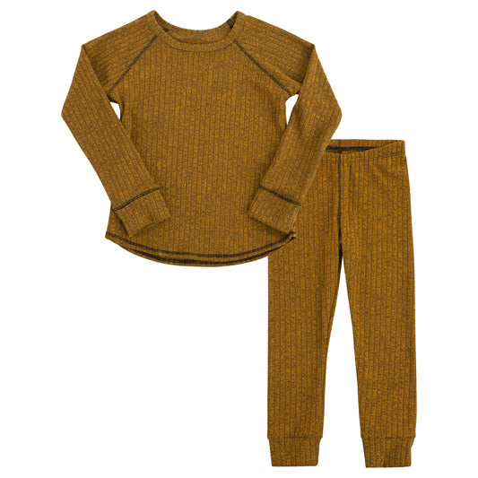 Mustard Ribbed Pajama Set